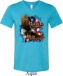 Mens Biker Shirt American By Birth Tri Blend V-neck Tee