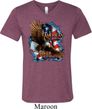 Mens Biker Shirt American By Birth Tri Blend V-neck Tee