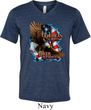 Mens Biker Shirt American By Birth Tri Blend V-neck Tee