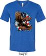 Mens Biker Shirt American By Birth Tri Blend V-neck Tee