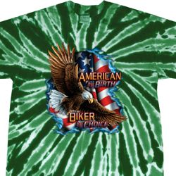 Mens Biker Shirt American By Birth Twist Tie Dye Tee T-shirt