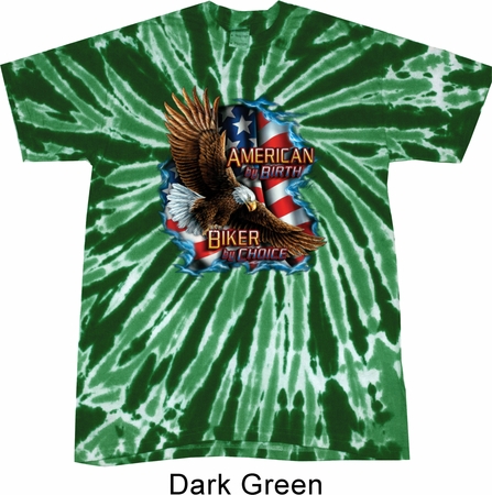 Mens Biker Shirt American By Birth Twist Tie Dye Tee T-shirt