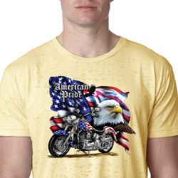 Mens Biker Shirt American Pride Motorcycle Burnout Tee T-Shirt
