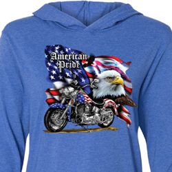 Mens Biker Shirt American Pride Motorcycle Lightweight Hoodie Tee