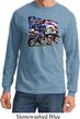 Mens Biker Shirt American Pride Motorcycle Long Sleeve Tee T-Shirt