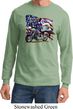 Mens Biker Shirt American Pride Motorcycle Long Sleeve Tee T-Shirt
