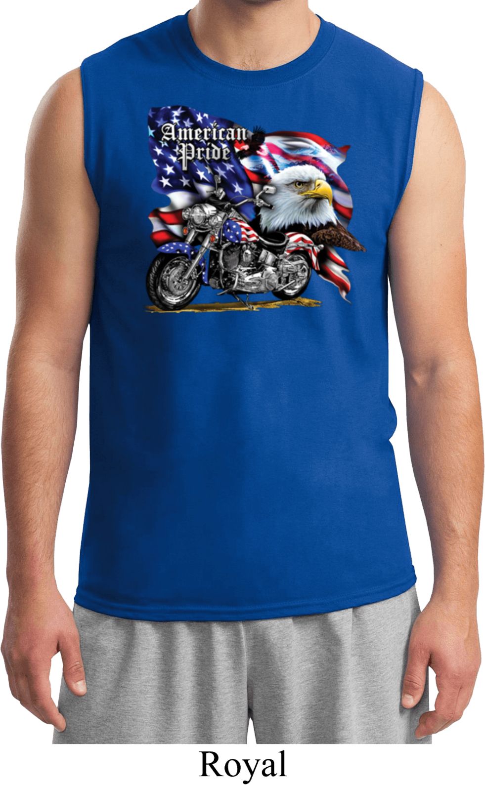 Mens Biker Shirt American Pride Motorcycle Muscle Tee TShirt