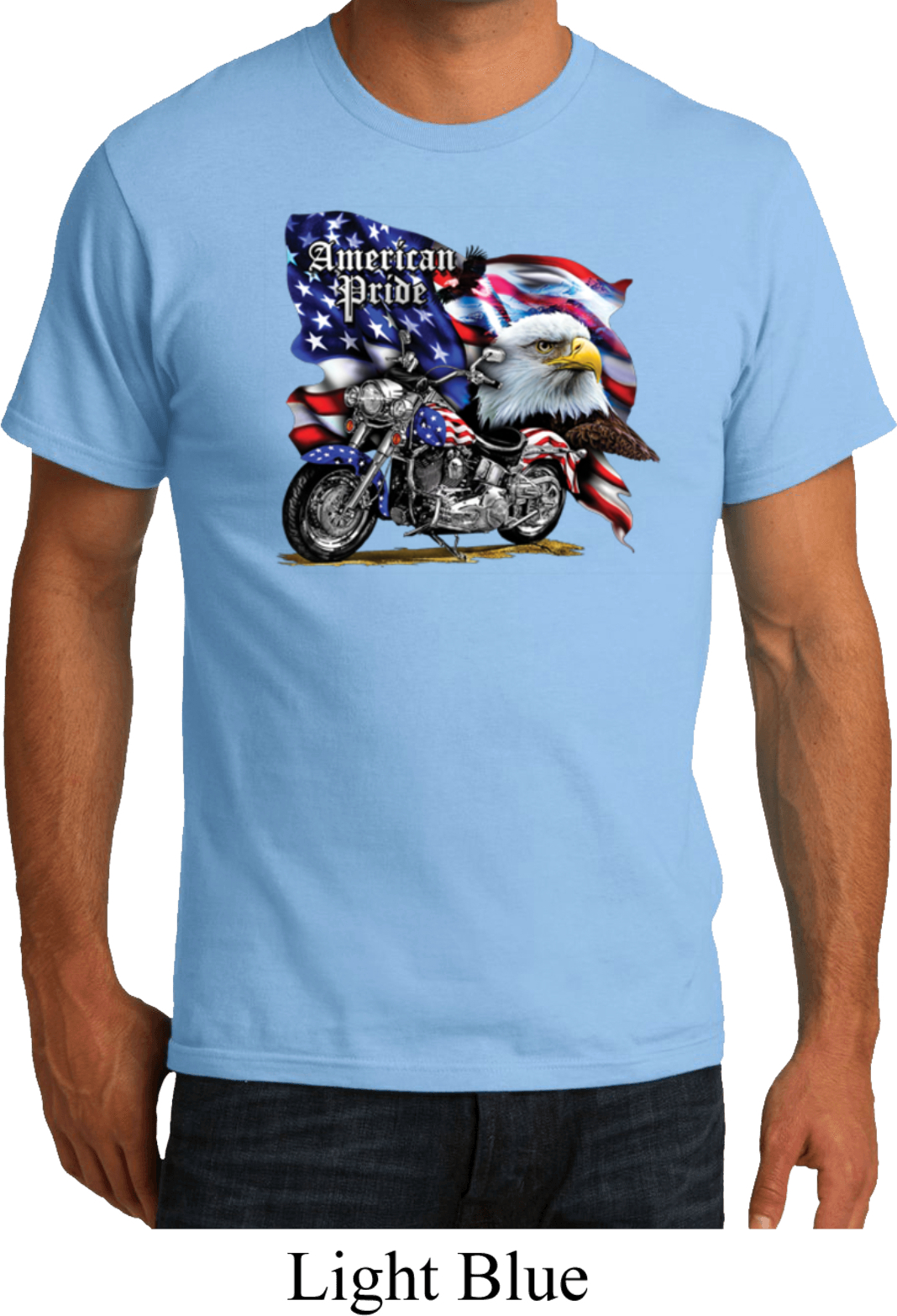 Mens Biker Shirt American Pride Motorcycle Organic Tee TShirt