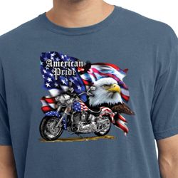 Mens Biker Shirt American Pride Motorcycle Pigment Dyed Tee T-Shirt