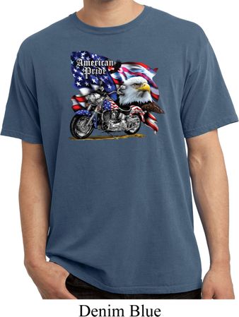 Mens Biker Shirt American Pride Motorcycle Pigment Dyed Tee T-Shirt