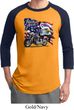 Mens Biker Shirt American Pride Motorcycle Raglan Tee T-Shirt