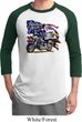 Mens Biker Shirt American Pride Motorcycle Raglan Tee T-Shirt
