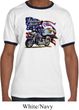 Mens Biker Shirt American Pride Motorcycle Ringer Tee T-Shirt
