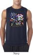 Mens Biker Shirt American Pride Motorcycle Sleeveless Tee T-Shirt