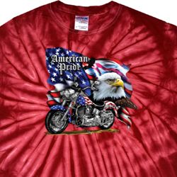 Mens Biker Shirt American Pride Motorcycle Spider Tie Dye Tee T-shirt