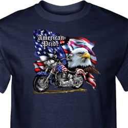 Mens Biker Shirt American Pride Motorcycle Tall Tee T-Shirt