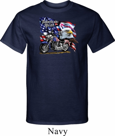 Mens Biker Shirt American Pride Motorcycle Tall Tee T-Shirt