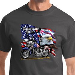 Mens Biker Shirt American Pride Motorcycle Tee T-Shirt