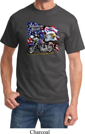 Mens Biker Shirt American Pride Motorcycle Tee T-Shirt