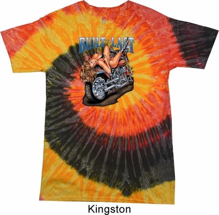 Mens Biker Shirt Built To Last Tie Dye Tee T-shirt
