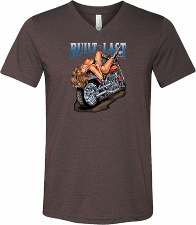 Mens Biker Shirt Built To Last Tri Blend V-neck Tee