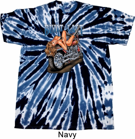 Mens Biker Shirt Built To Last Twist Tie Dye Tee T-shirt