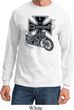 Mens Biker Shirt Chopper Cross Skeleton Long Sleeve Tee T-Shirt