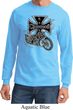 Mens Biker Shirt Chopper Cross Skeleton Long Sleeve Tee T-Shirt