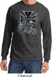 Mens Biker Shirt Chopper Cross Skeleton Long Sleeve Tee T-Shirt