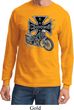 Mens Biker Shirt Chopper Cross Skeleton Long Sleeve Tee T-Shirt