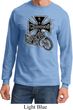 Mens Biker Shirt Chopper Cross Skeleton Long Sleeve Tee T-Shirt