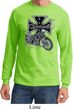 Mens Biker Shirt Chopper Cross Skeleton Long Sleeve Tee T-Shirt