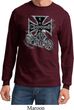 Mens Biker Shirt Chopper Cross Skeleton Long Sleeve Tee T-Shirt