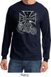 Mens Biker Shirt Chopper Cross Skeleton Long Sleeve Tee T-Shirt