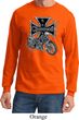 Mens Biker Shirt Chopper Cross Skeleton Long Sleeve Tee T-Shirt