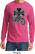 Mens Biker Shirt Chopper Cross Skeleton Long Sleeve Tee T-Shirt