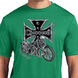 Mens Biker Shirt Chopper Cross Skeleton Moisture Wicking Tee T-Shirt