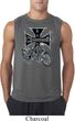 Mens Biker Shirt Chopper Cross Skeleton Sleeveless Tee T-Shirt
