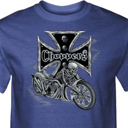 Mens Biker Shirt Chopper Cross Skeleton Tall Tee T-Shirt