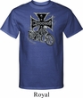 Mens Biker Shirt Chopper Cross Skeleton Tall Tee T-Shirt