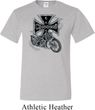 Mens Biker Shirt Chopper Cross Skeleton Tall Tee T-Shirt