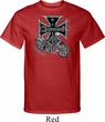 Mens Biker Shirt Chopper Cross Skeleton Tall Tee T-Shirt