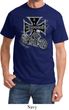 Mens Biker Shirt Chopper Cross Skeleton Tee T-Shirt