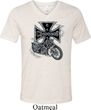 Mens Biker Shirt Chopper Cross Skeleton Tri Blend V-neck Tee T-Shirt