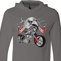 Mens Biker Shirt Eagle Biker Lightweight Hoodie Tee