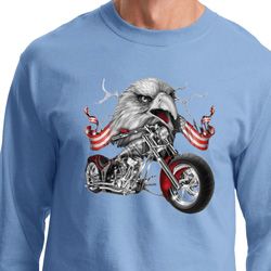 Mens Biker Shirt Eagle Biker Long Sleeve Tee
