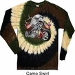 Mens Biker Shirt Eagle Biker Long Sleeve Tie Dye Tee T-shirt