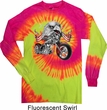 Mens Biker Shirt Eagle Biker Long Sleeve Tie Dye Tee T-shirt
