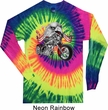 Mens Biker Shirt Eagle Biker Long Sleeve Tie Dye Tee T-shirt