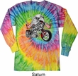 Mens Biker Shirt Eagle Biker Long Sleeve Tie Dye Tee T-shirt